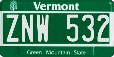 VT license plate ZNW532