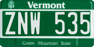 VT license plate ZNW535