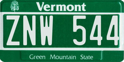 VT license plate ZNW544