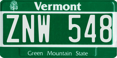 VT license plate ZNW548