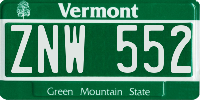 VT license plate ZNW552