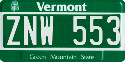 VT license plate ZNW553