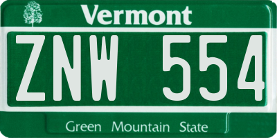 VT license plate ZNW554
