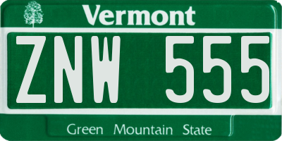 VT license plate ZNW555