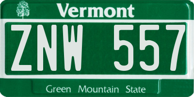 VT license plate ZNW557