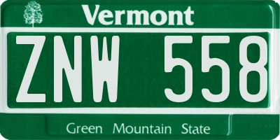 VT license plate ZNW558