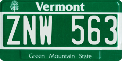 VT license plate ZNW563