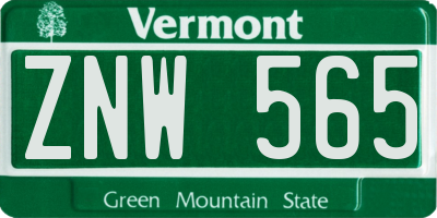 VT license plate ZNW565