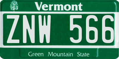 VT license plate ZNW566