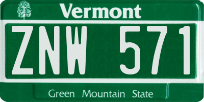 VT license plate ZNW571