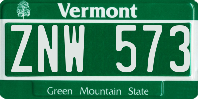 VT license plate ZNW573