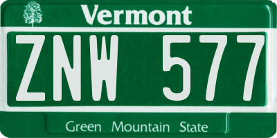 VT license plate ZNW577