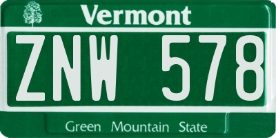 VT license plate ZNW578