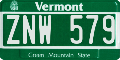 VT license plate ZNW579