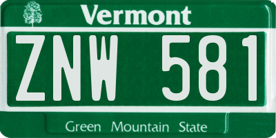VT license plate ZNW581