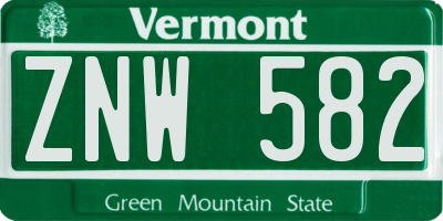 VT license plate ZNW582