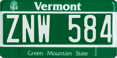 VT license plate ZNW584