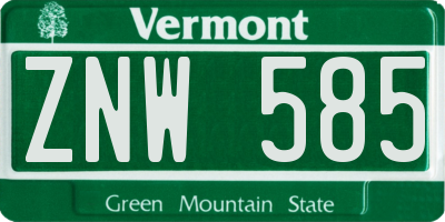 VT license plate ZNW585