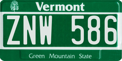 VT license plate ZNW586