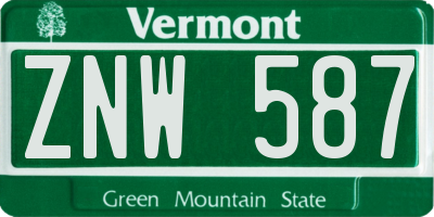 VT license plate ZNW587