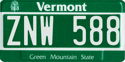 VT license plate ZNW588