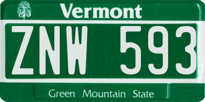 VT license plate ZNW593
