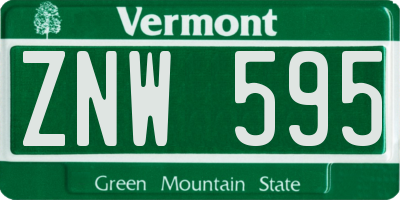 VT license plate ZNW595