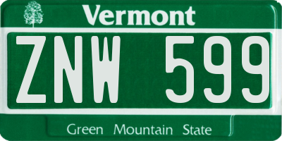 VT license plate ZNW599