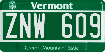 VT license plate ZNW609