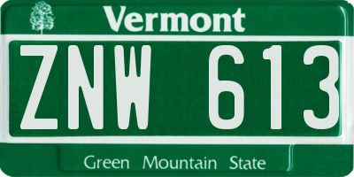 VT license plate ZNW613