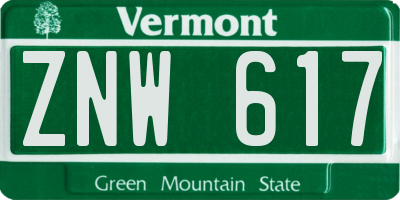 VT license plate ZNW617