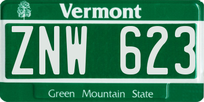 VT license plate ZNW623