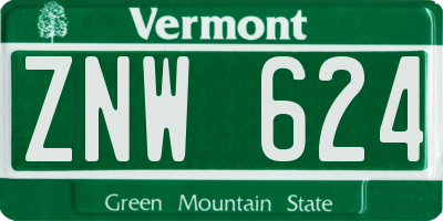 VT license plate ZNW624