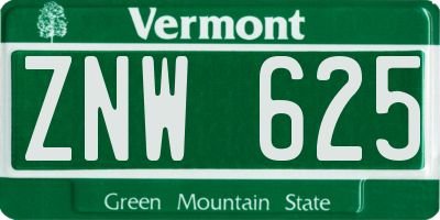 VT license plate ZNW625
