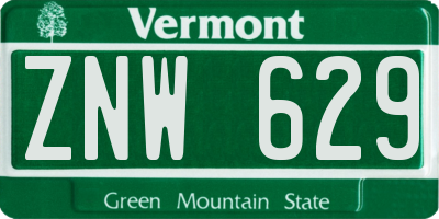 VT license plate ZNW629