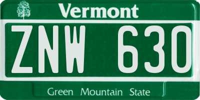 VT license plate ZNW630