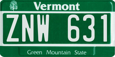 VT license plate ZNW631