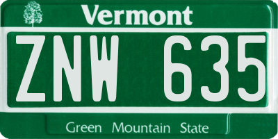 VT license plate ZNW635