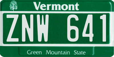 VT license plate ZNW641