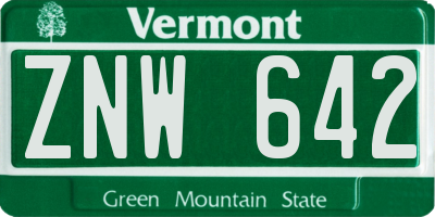 VT license plate ZNW642