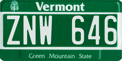 VT license plate ZNW646
