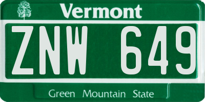 VT license plate ZNW649