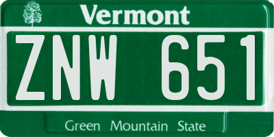 VT license plate ZNW651