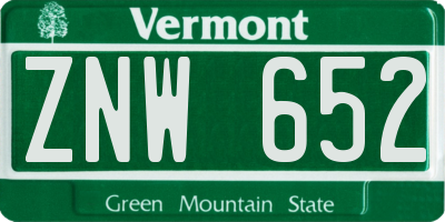 VT license plate ZNW652
