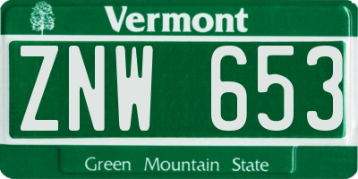 VT license plate ZNW653