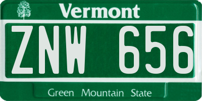 VT license plate ZNW656