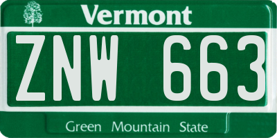 VT license plate ZNW663