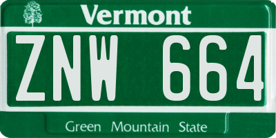 VT license plate ZNW664