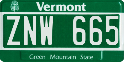 VT license plate ZNW665