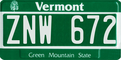 VT license plate ZNW672